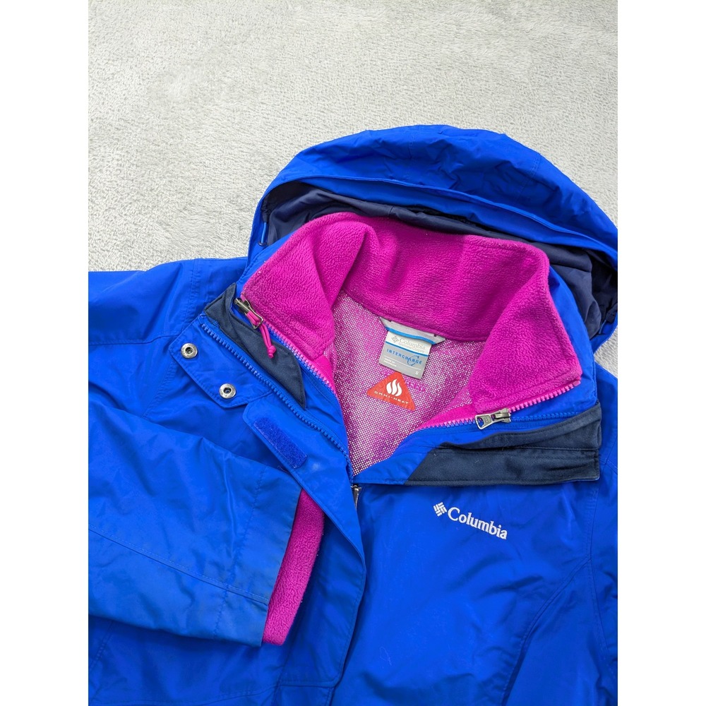 Columbia Interchange Omni-Heat 3-in-1 Jacket Blue Pink SL7227 Womens Small